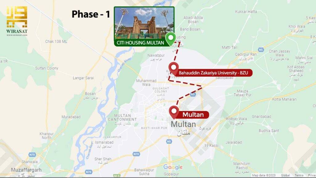 citi housing multan location map phase 1