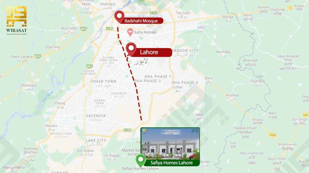 safiya homes lahore location map showing all the details about the housing society 