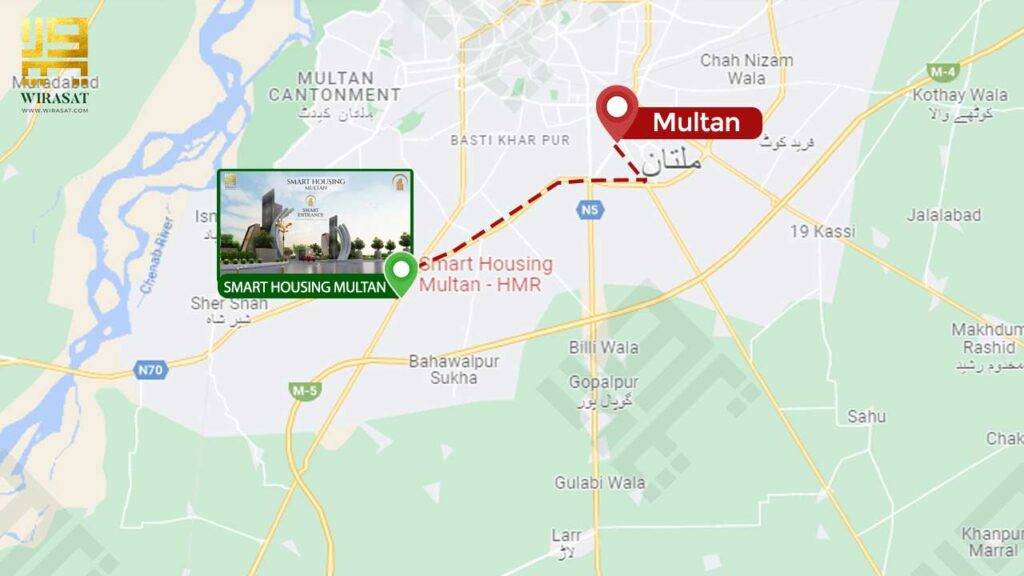 smart housing multan location map showing its surrounding areas