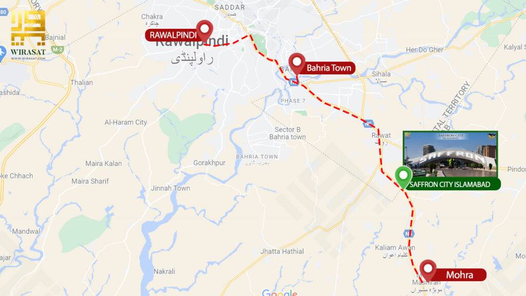 Saffron City Islamabad Location Map shows its easy to access location 