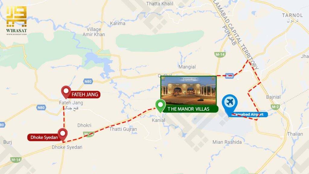 The Manor Villas Islamabad Location Map shows it is located in prime block of nova city