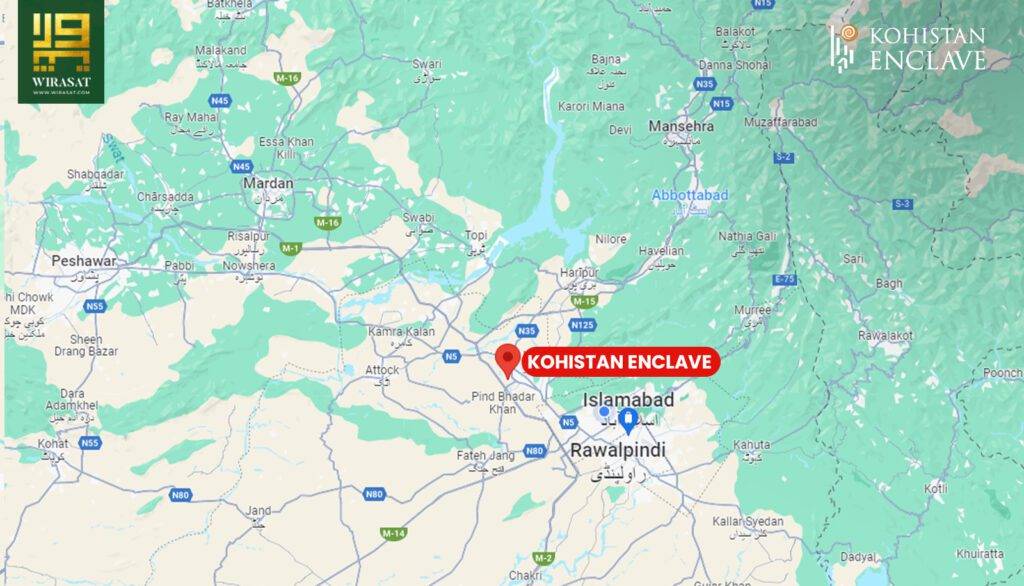 Kohistan Enclave location map showing easy accesses to the housing society 