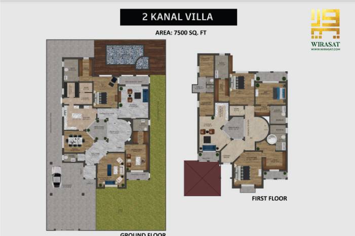 2 Kanal Residential Villas Designed by Mansoor Mazhar in Lake City floor plan