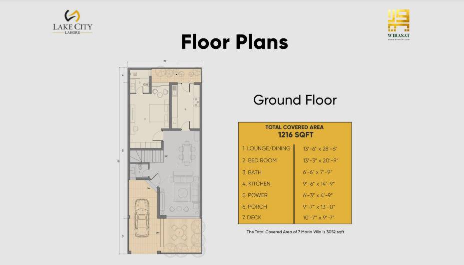 7 Marla Luxury Residential Villas in Lake City Ground Floor