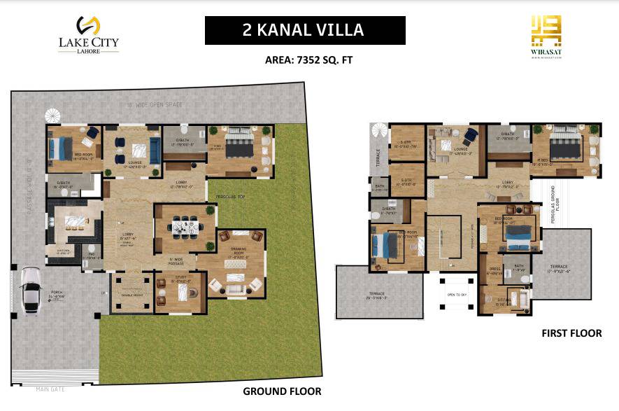 2 Kanal Residential Villas Designed by Nayyar Ali Dada in Lake City floor plan