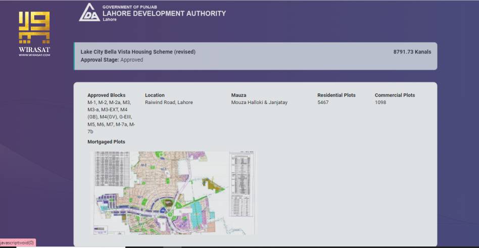 Lake City Lahore NOC Details and layout details 