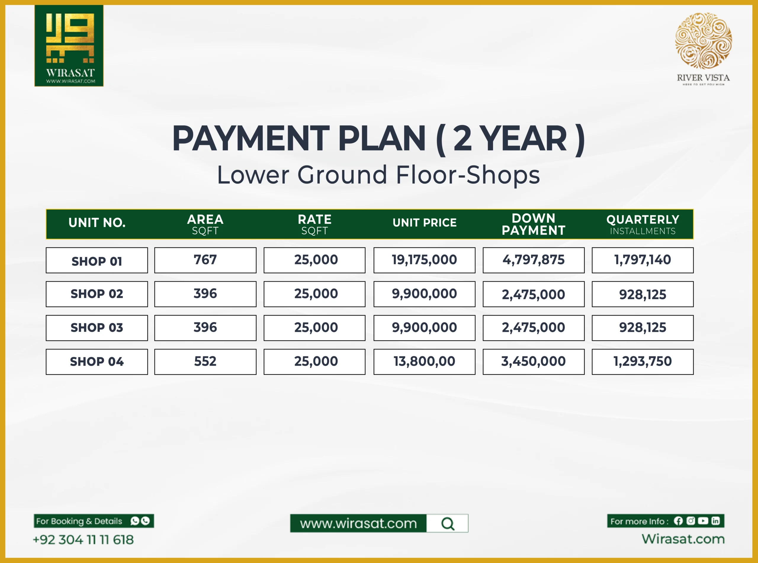 River Vista Lower Ground Floor Shops Payment Plan